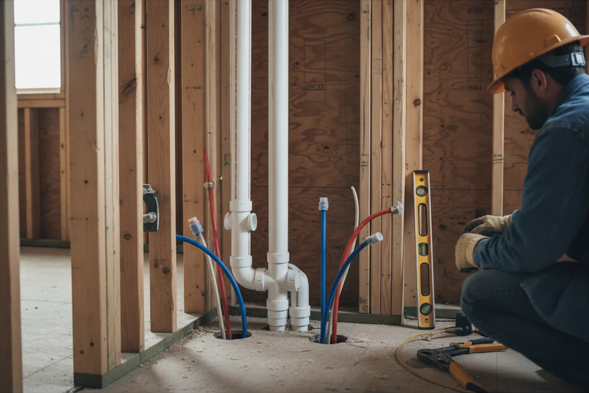 Drain and supply rough-in during Leak Detection in The Plains